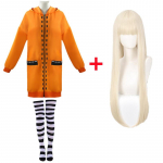 Anime Kakegurui Yomotsuki Runa Cosplay kost&uuml;&uuml;m Kollane kapuutsiga mantel jakk Kooli vabaaja vormiriietus Halloweeni karnevali riided XXL-(Suit+Wig) kollane