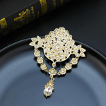 Kullav&auml;rvi &scaron;ikk naiste pross Ehted Lilleline kett pross Hijab Pin T&auml;iskristallidest pruudi ehted valge