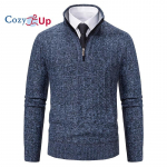 Cozy Up Meeste puuvillane veerandlukuga kampsun M sinine