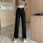 MODIQUE Autumn Plus Size uued naiste elastsed k&otilde;rge v&ouml;&ouml;kohaga l&otilde;hestatud p&uuml;ksid Naiste p&otilde;hilised vabaaja t&auml;ispikad teksad Naiste pikad puuvillased p&uuml;ksid L sinine