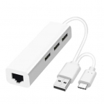 USB-jaotur, draiverivaba andmeedastus, kaasaskantav USB Type-C kuni RJ45 Etherneti v&otilde;rgujaoturi adapter arvutile valge