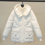 Parkas talvejope Uued naiste riided puuvillane mantel paksendatud Parkas tepitud jakk Puhvermantlid lahtised mood r&otilde;ivad XXL valge