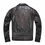 Kaldus t&otilde;mblukuga vintage pruun stiilis ehtsast nahast jakk Meeste t&otilde;eliselt naturaalsest lehmanahast mootorratta stiilis &otilde;huke jakk mantel S