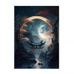 Iidne maastik Kuu &Ouml;&ouml; S&uuml;rrealism Kunst L&otilde;uend Maali Sein Pop Plakat ja Prindid Fantaasiav&auml;rav Moodne elutuba Magamistuba Kodu Pildid Sisustus 20x30cm No Frame valge