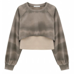 Pullover Dressipluus, kaheosaline naiste pikkade varrukatega avar Crop top One size khaki