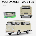 1/24 Scale Welly Volkswagen T2 Bussi sulamist automudel Survevalu metallist m&auml;nguasjas&otilde;idukid Automudel K&otilde;rge simulatsioonikollektsioon Laste kingitused 1/24- 18.3x7.9x7.2cm beež