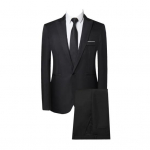 2tk/komplekt Meeste &uuml;hev&auml;rviline &auml;ririiete rev, pikkade varrukatega, &uuml;herealine bleiser Slim Fit, keskmise k&otilde;rgusega pikkade p&uuml;kste komplekt 2XL must