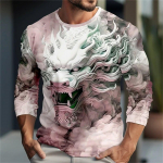 Meeste Unisex T-s&auml;rk Tee-Naljakad T-s&auml;rgid Hundi graafilised prindid Crew Neck Blue 3D Print Igap&auml;evane p&uuml;hade pikkade varrukatega Tr&uuml;kir&otilde;ivad Uus S