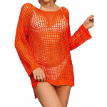 Charmleaks Cover up Solid Cutout bikiinid konks Flower Beach Smock seelik Naine pikkade varrukatega onesize oranž