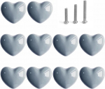 Keraamilised sahtlinupud S&uuml;damekujuline kapi kummut t&otilde;mbab k&auml;epidemeid 3 suuruse kruviga, k&ouml;&ouml;gim&ouml;&ouml;bli nupud kapi riidekapi jaoks 6pcs hall