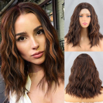 XINRAN L&uuml;hike Bob Pruun Tumesinine S&uuml;nteetiline Parukas Naiste tukk Tumesinine Roosa Must Parukas Lolita Party Cosplay Igap&auml;evaseks kasutamiseks Looduslikud juuksed 35CM