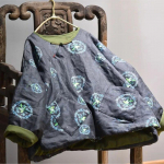 Johnature naiste hiina stiilis linasest talveparkidest prinditud lillelised O-kaelusega pikkade varrukatega mantlid Vintage soojad naiste parkad One Size punane