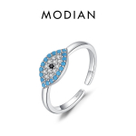 MODIAN 925 h&otilde;bedane t&uuml;rkiissinine reguleeritav silmadega s&otilde;rmus Elegantne avatud suurus 6-8 virnastatavad moes&otilde;rmused naistele peened ehted h&otilde;be