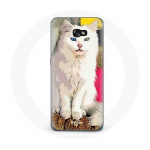 Siniste ja kollaste silmadega &uuml;mbris Samsung Galaxy A5 T&uuml;rgi van Cat White'ile