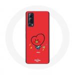 Coque pour Vivo Y72 BTS Bangtan Gar&ccedil;ons BT21 TATA V Fond Rouge
