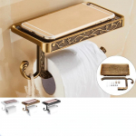 Tsingisulamist seinale paigaldatav vannitoa mobiiltelefonihoidik koos riiuliga Vannitoa k&auml;ter&auml;tikuhoidja tualettpaberihoidja valge