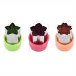 3 TK k&ouml;&ouml;giviljal&otilde;ikuri kujundite komplekt &ndash; roostevabast terasest puuviljatemplite vorm armsate koomiksiloomade, t&auml;he- ja s&uuml;damekujudega &ndash; ideaalne minipiruka jaoks Star