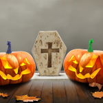 Halloweeni kingitus k&otilde;rvitsa kummitus Halloweeni stseen kaunistus mood vaik aeglane t&ouml;&ouml;laud v&auml;ike alajaam