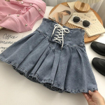 Plisseeritud teksad seelik Naiste punk Seksikas Denim A-LINE Gothic Y2k Harajuku ristrihm elastsus suvine vabaaja seelik turvap&uuml;ksid XL sinine