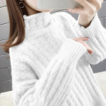 Naiste kilpkaelusega kampsun Y2K s&uuml;gistalvine plusssuuruses avara s&auml;rk, kootud džemprid, naiste suuremad lillad džemprid, hulgim&uuml;&uuml;k Zaraa S valge