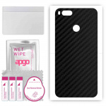 apgo Protective Skin Sticker for the back compatible with Xiaomi Mi A1 (Mi 5X), Wrap Film, Foil, Vinyl - Pattern Carbon Black