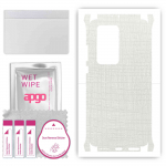 apgo Protective Skin Sticker for the back+sides compatible with Huawei P40 Pro Plus, Full Wrap Film, Foil, Vinyl - Pattern White Fabric