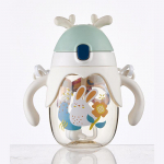 350 ml Armsad multifilmi Antlers Straw Cup koos k&auml;epidemega Meeldiv suvine laste &otilde;lgede tass beebi veeklaas 350ML roosa