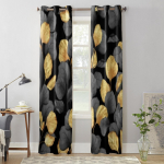 Mustad ja kuldsed lehed aknakardinad elutuppa K&ouml;&ouml;k Moodsad kardinad Kodukaunistused Rulookardinad kardinad 135W x 60H(cm) x1