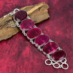 Kashmiri punase rubiiniga v&auml;&auml;riskivide ehted, 925 h&otilde;bedast k&auml;ev&otilde;ru, k&auml;sitsi valmistatud suurep&auml;rane punase rubiiniga k&auml;ev&otilde;ru, kihluskingitus 8 Inches With Adjustable punane