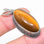 Natural Tiger Eye Gemstone Handmade 925 Sterling Silver Pendant 1.85 j5e52