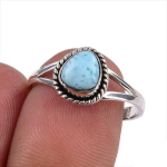 Natural Republic Larimar Kivist K&auml;sit&ouml;&ouml;na Valmistatud 925 Sterling H&otilde;bedast S&otilde;rmus S.7.5 f3s91 gray