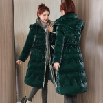 Stiilne ja isoleeritud naiste pikk puuvillane jope, uustulnuk 2023. aasta talveks, paksendatud puuvillane mantel p&otilde;lve kohal, populaarne puuvillane parka L roheline