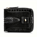 Meeste krokodillimustriga t&otilde;mblukuga rahakott Ehtsast nahast krediitkaardihoidjaga rahakott must