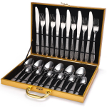 Roostevabast terasest s&ouml;&ouml;giriistade komplekt 16/24/36 osaga kodu L&auml;&auml;ne toidunoa, kahvli ja lusika kinkekarp