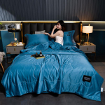 Luksuslikud suvised tekid Pehme emulatsioonsiidi satiinist tepitud tekk Masinpestav Konditsioneertekk Voodikate &Otilde;huke tekk 79x91inch 200x230cm