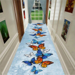 Kuldse lillemustriga fuajee pikk vaibavaip trepikoja jaoks, koridoris, magamistoas, koridoris, koridoris, pulmas, libisemisvastane matt Customized size