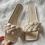 Suvised Naiste 6cm K&otilde;rge Kontsaga Slaidid Nahast Punutud Muulad Platvormiga Sussid Daamide Pl&auml;tud Luksuslik Replica Disainer Luksuskingad 41 beež