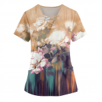 Suures suuruses tr&uuml;kitud Scrub t&ouml;&ouml;vormi topid naiste risti V-kaelusega tr&uuml;kitud l&uuml;hikeste varrukatega T-s&auml;rgid Taskutega t&ouml;&ouml;riiete T-s&auml;rk L