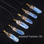 1 tk Retro naturaalsest kivist ripats kaelakee, ebaregulaarne sinine k&uuml;aniidist amulett kaelakeedega naistele meestele igap&auml;evaseks kandmiseks ehted p&uuml;hadekingitused 40&times;10 mm 1Pc/40x10mm sinine