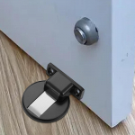 Floor Suction Door Stop, Zinc Alloy Adjustable, Anti-Collision, Compact, Easy to Install, Black