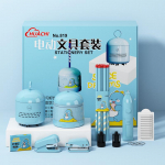 Elektriline pliiatsiteritaja Elektrooniline kirjatarvete komplekt Kustutuskummid Mehaaniline puhastuskomplekt lastele Kunstikoolitarbed 12 piece set sinine