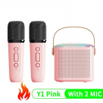 Y1 juhtmeta topeltmikrofonid karaokemasin KTV DSP s&uuml;steem Bluetooth 5.3 PA k&otilde;lar HIFI stereo ruumiline RGB v&auml;rviline LED valgus Pink 2 Mic