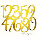 Akr&uuml;&uuml;list peeglinumbritega koogipealne, meisterdamise kuldsed numbrid 0-9 s&uuml;nnip&auml;evaks, beebi s&uuml;nnip&auml;evaks, juubelikaunistuseks 10pcs kuldne