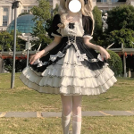 Jaapani gooti stiilis Lolita kleit naistele Kawaii vibukaru pits sinine kleit pikkade varrukatega printsessi kleit Halloweeni kost&uuml;&uuml;miga kingitus t&uuml;drukutele XL