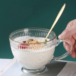 Nordic Style Retro Relief p&auml;evalilleklaasist kohvitass piimatass hommikus&ouml;&ouml;gitass suur mahutavus 1-2 tk Saadaval