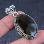 Montana Agate Gemstone Handmade 925 Sterling Silver Jewelry Pendant 2.05 c6g28