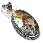 Abalone Shell Gemstone Handmade 925 Sterling Silver Jewelry Pendant 2.52 p8m40