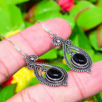 Black Onyx Gemstone Handmade 925 Sterling Silver Jewelry Earring 2.01 j5d41