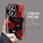 Armas koomiksimustriga kreemjas tekstuuriga korpus, lainelise servaga pehme silikoonkaanega telefoni&uuml;mbris OPPO Reno Realme jaoks OPPO A55 must