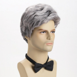 Euroopa ja Ameerika meestemood igap&auml;evaseks kasutamiseks loomuliku v&auml;limusega s&uuml;nteetilisest kiust h&otilde;behall l&uuml;hike lokkis parukas h&otilde;bedane hall v&auml;rv